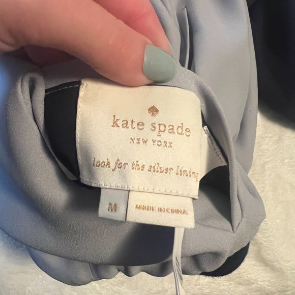 kate spade Out West Wild Roses Reversible Bomber Jacket blue floral size medium - Picture 11 of 12